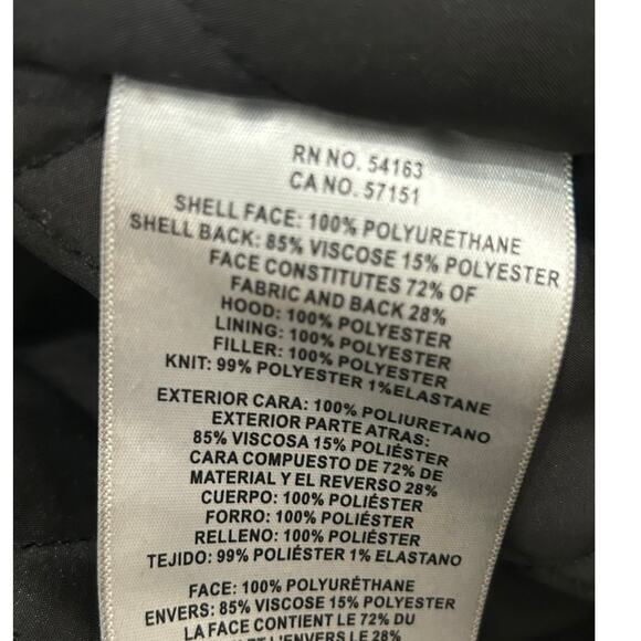 Levi’s Leather Jacket Black Hooded Coat Quilted Lined Medium - Picture 9 of 11